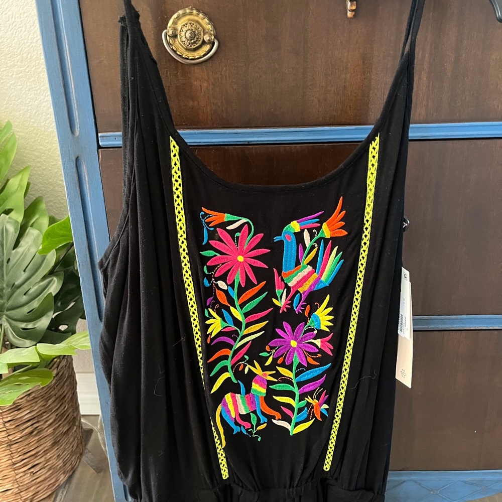 NANETTE LEPORE Isla Marietas Crepe Romper Swim Coverup Multicolor Black Large - Picture 3 of 12
